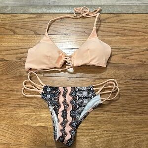 Cupshe peach snakeskin bikini NWOT
